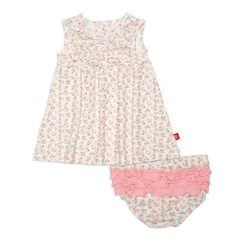 mon cheri organic cotton magnetic little baby dress + diaper cover set