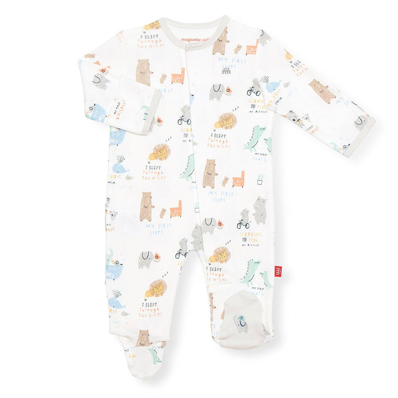 my year of firsts organic cotton magnetic footie - re-loved