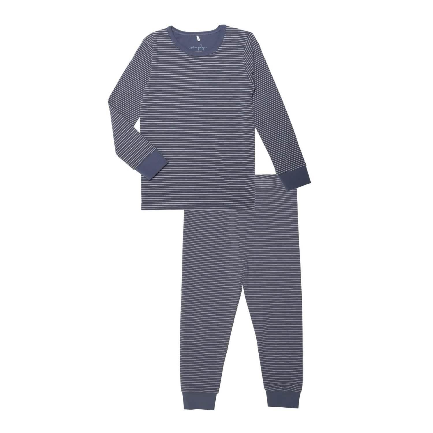navy skinny stripe CloudStretch™ magnetic kids pajama set