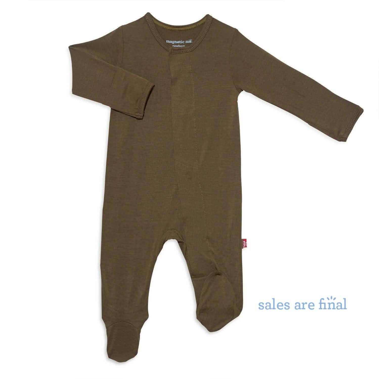 olive modal magnetic footie - re-loved