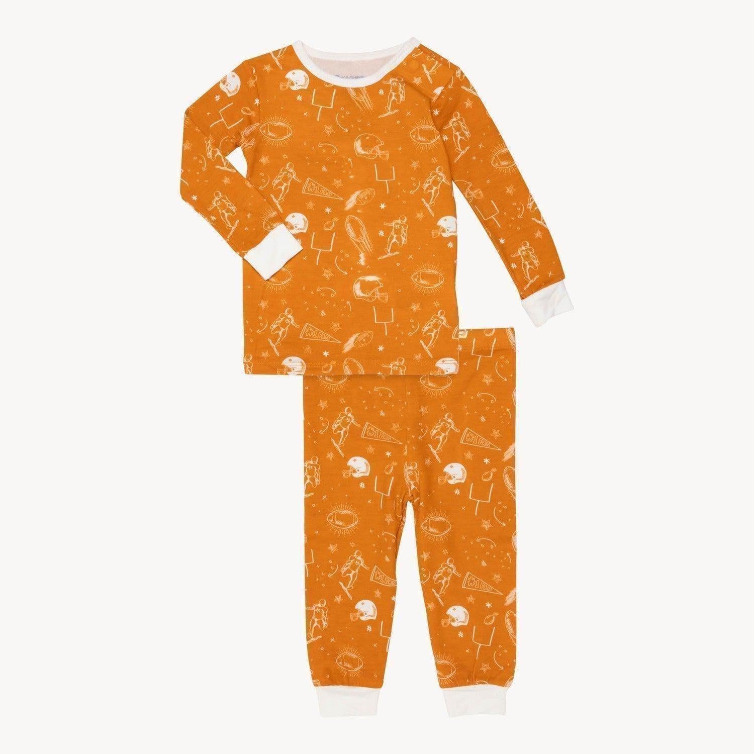 orange game day modal magnetic no drama pajama toddler long sleeve set