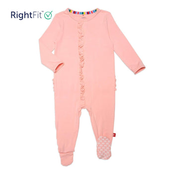 peach pop RightFit™ magnetic parent favorite footie with ruffles