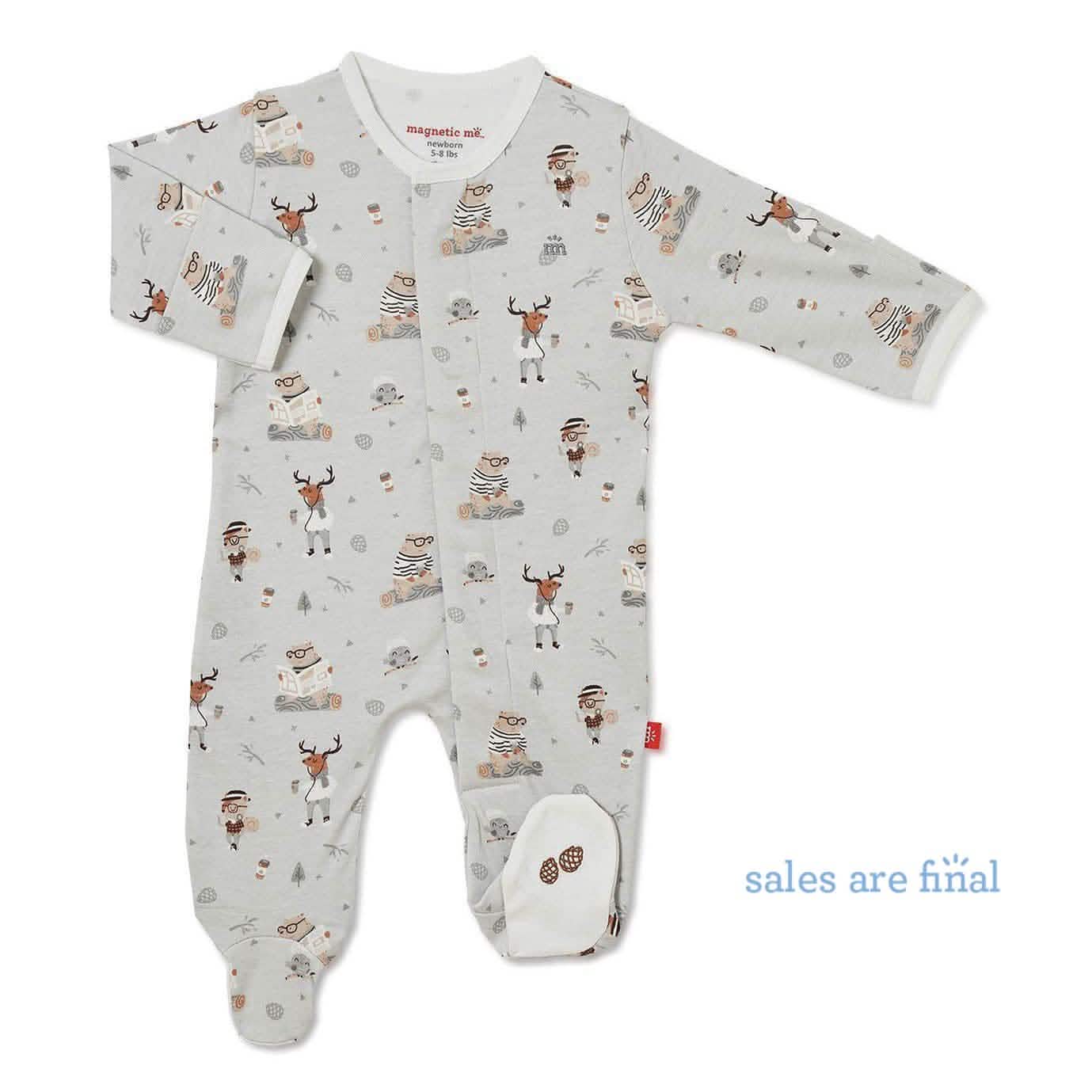 perfect sunday organic cotton magnetic footie - re-loved