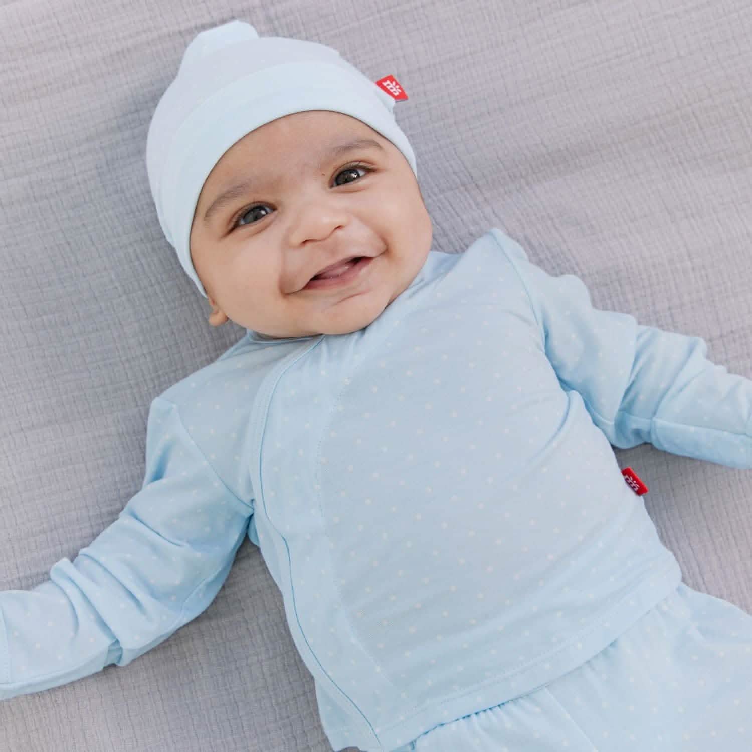 pin dot blue modal newborn hat
