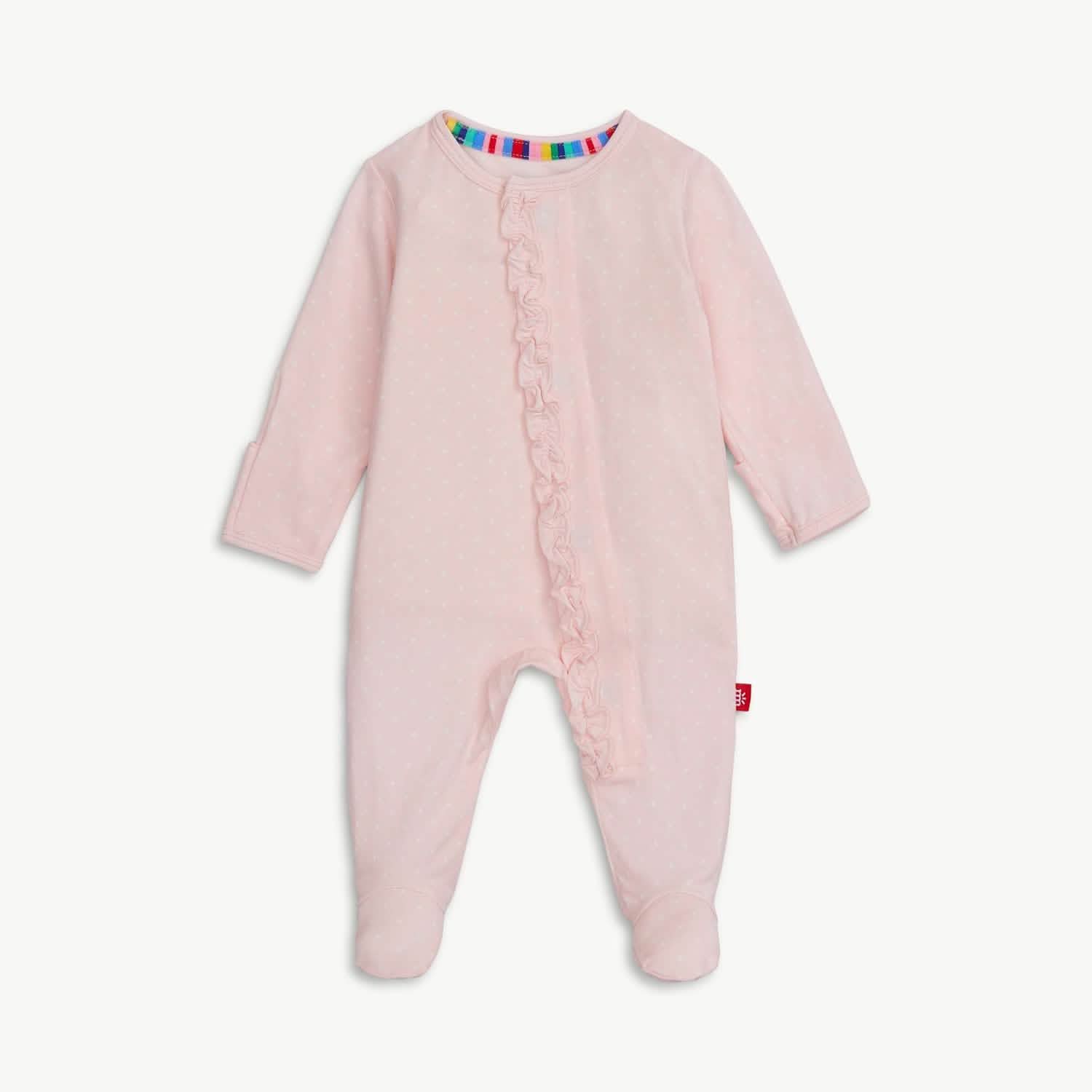 pin dot pink modal magnetic parent favorite footie with ruffles