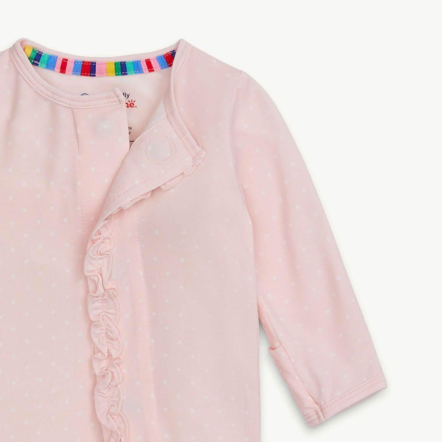pin dot pink modal magnetic parent favorite footie with ruffles