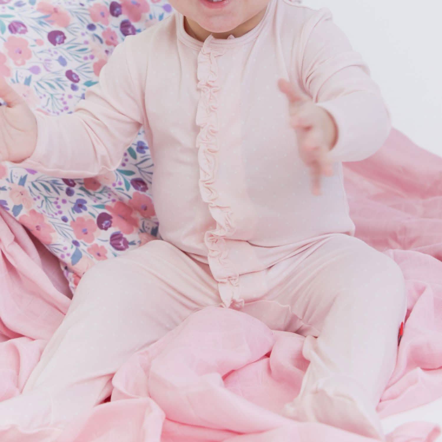 pin dot pink modal magnetic parent favorite footie with ruffles