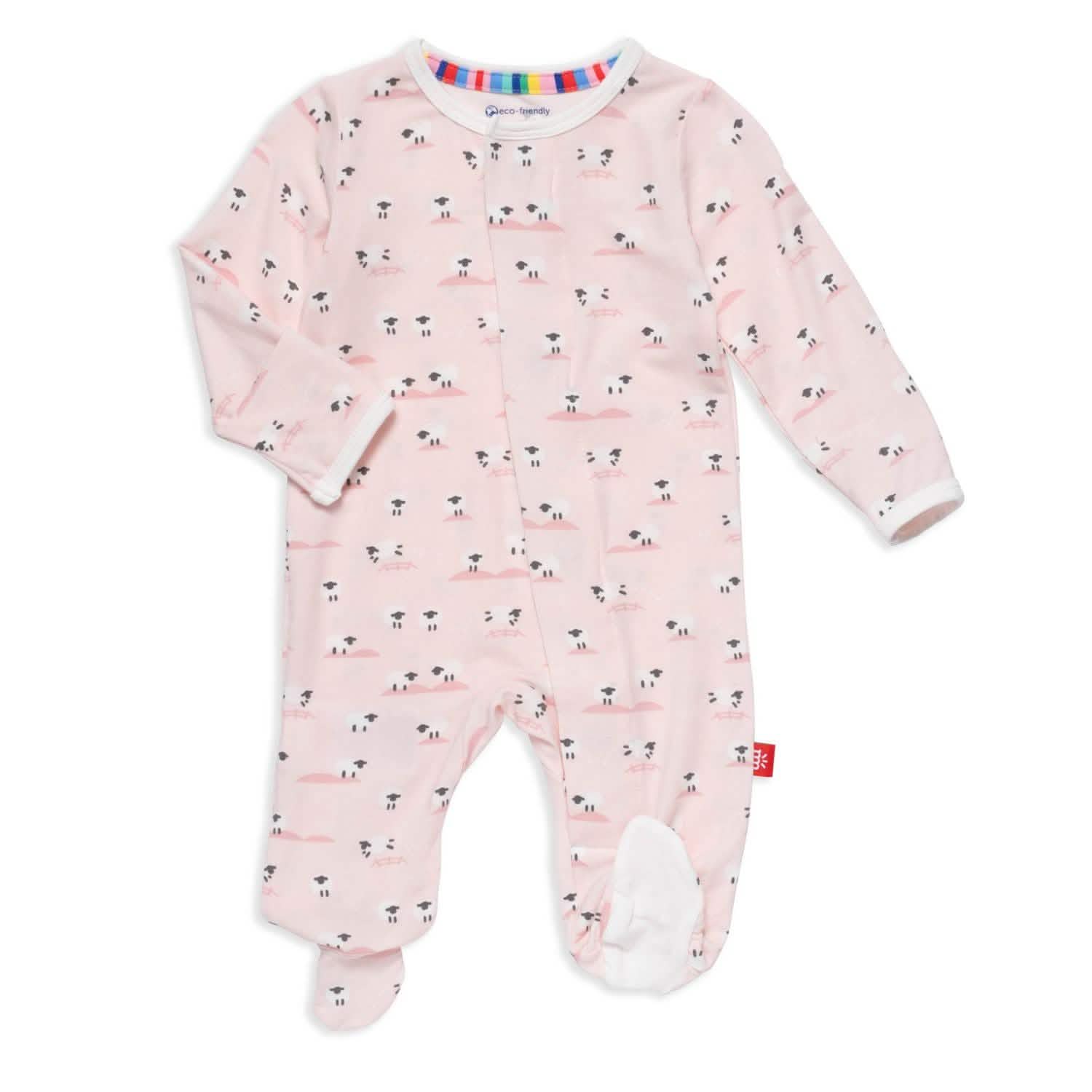 pink baa baa baby modal magnetic parent favorite footie - re-loved