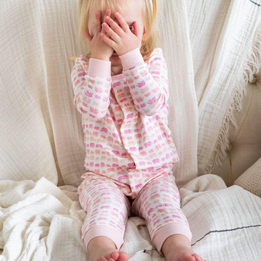 pink dancing elephants organic cotton magnetic coverall - re-loved