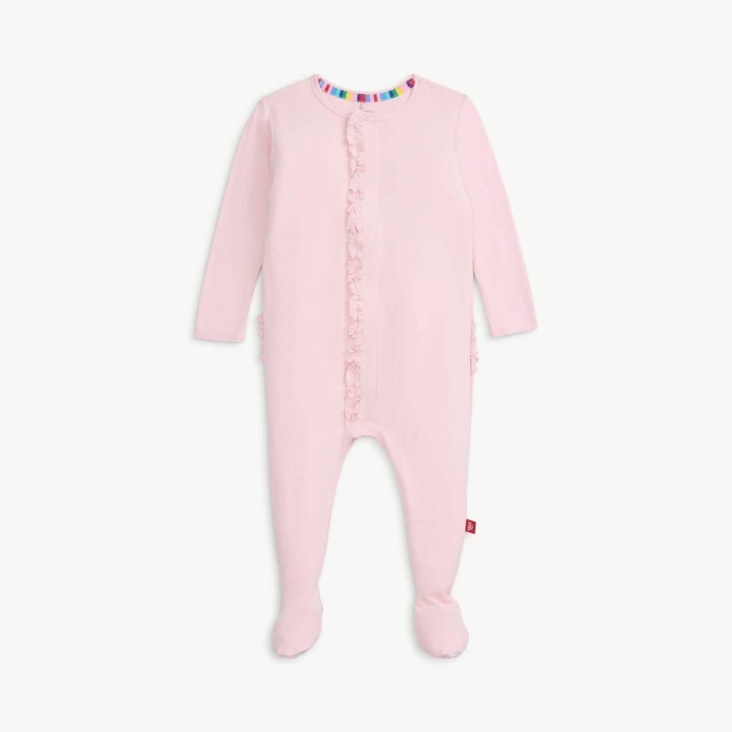 pink dogwood RightFit™ magnetic parent favorite footie with ruffles
