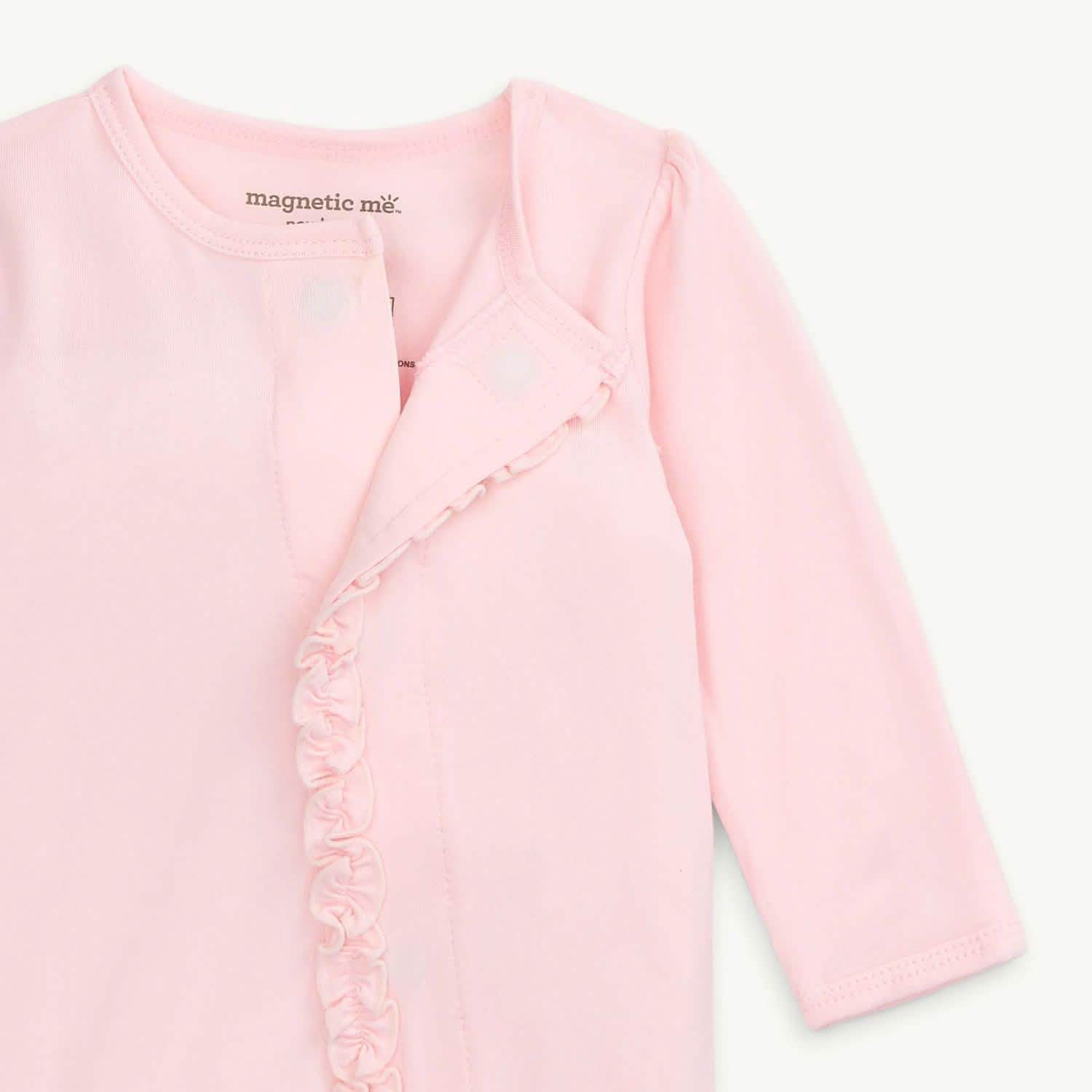 pink dogwood modal magnetic parent favorite footie with ruffles