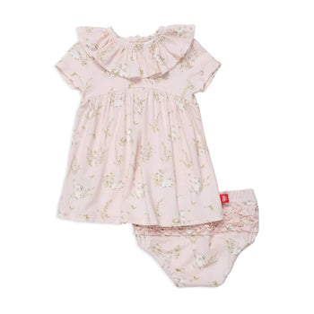 pink hoppily ever after modal magnetic little baby dress + diaper cover set