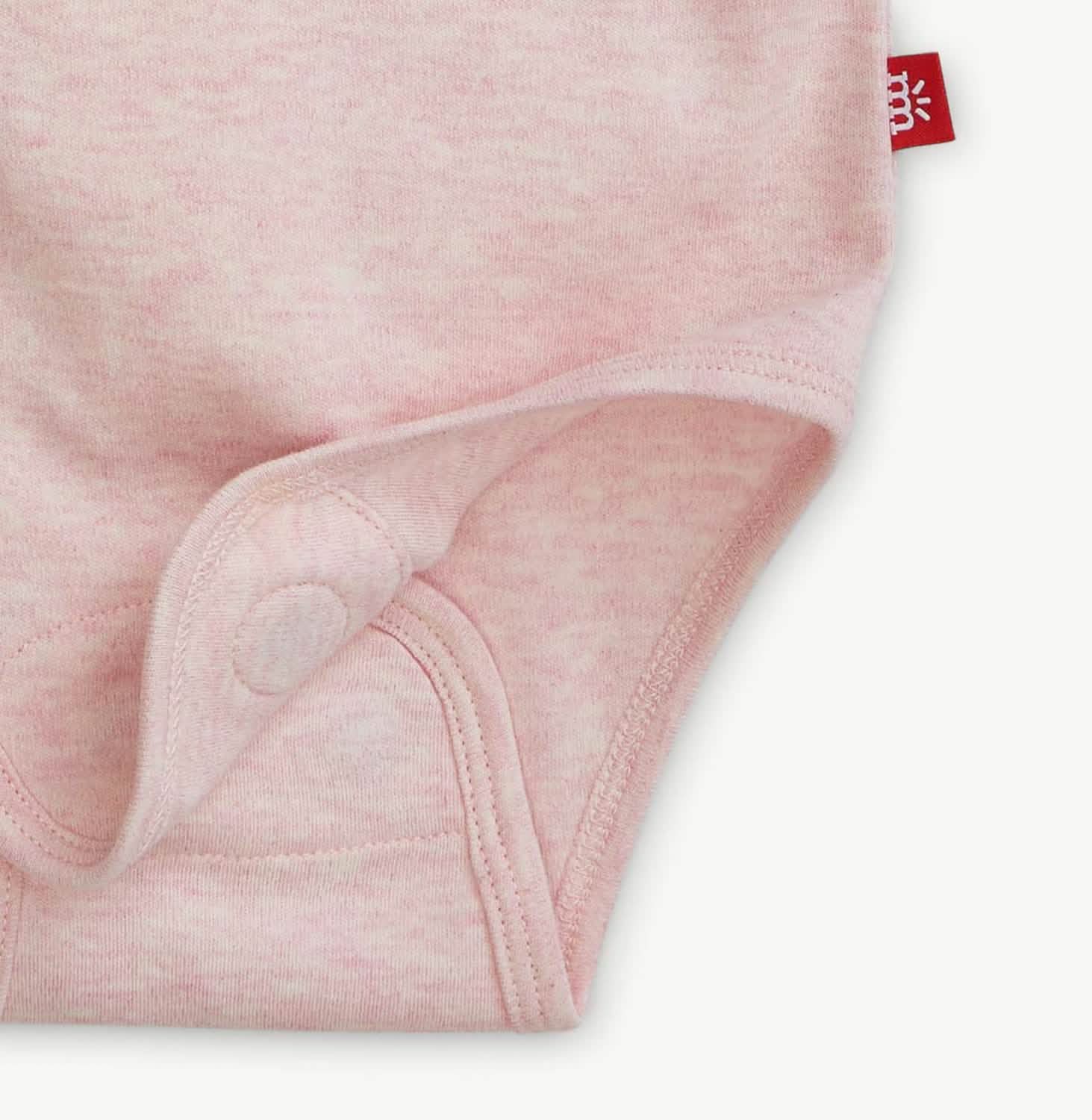 pink melange organic cotton magnetic bodysuit