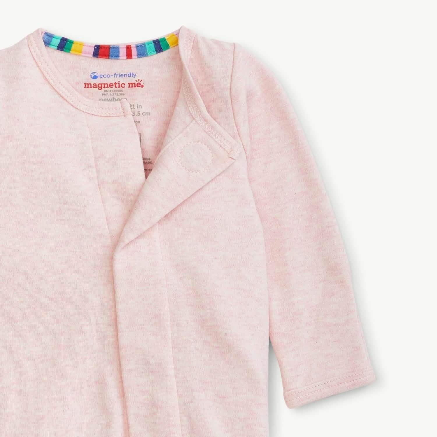 pink melange organic cotton magnetic parent favorite footie - re-loved