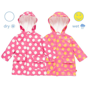 pink polka dot emoji magnetic singing in the raincoat