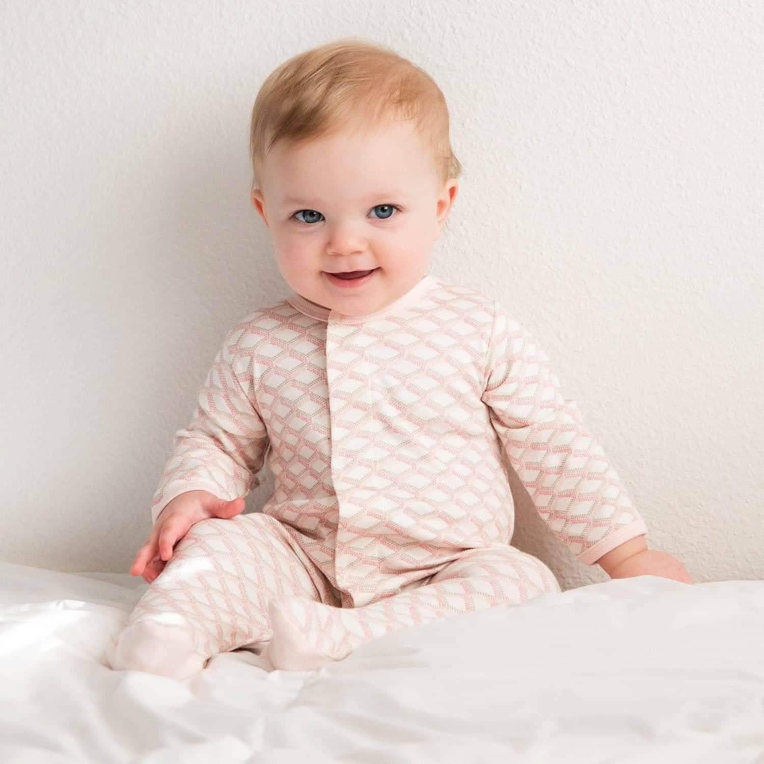 pink pompidou organic cotton magnetic parent favorite footie - re-loved