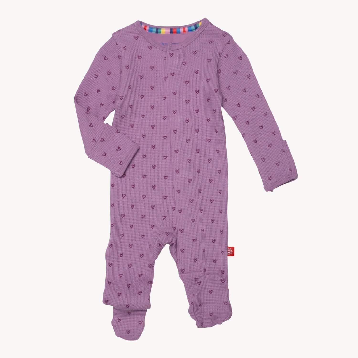 pink ribbon print waffle modal magnetic parent favorite footie - re-loved