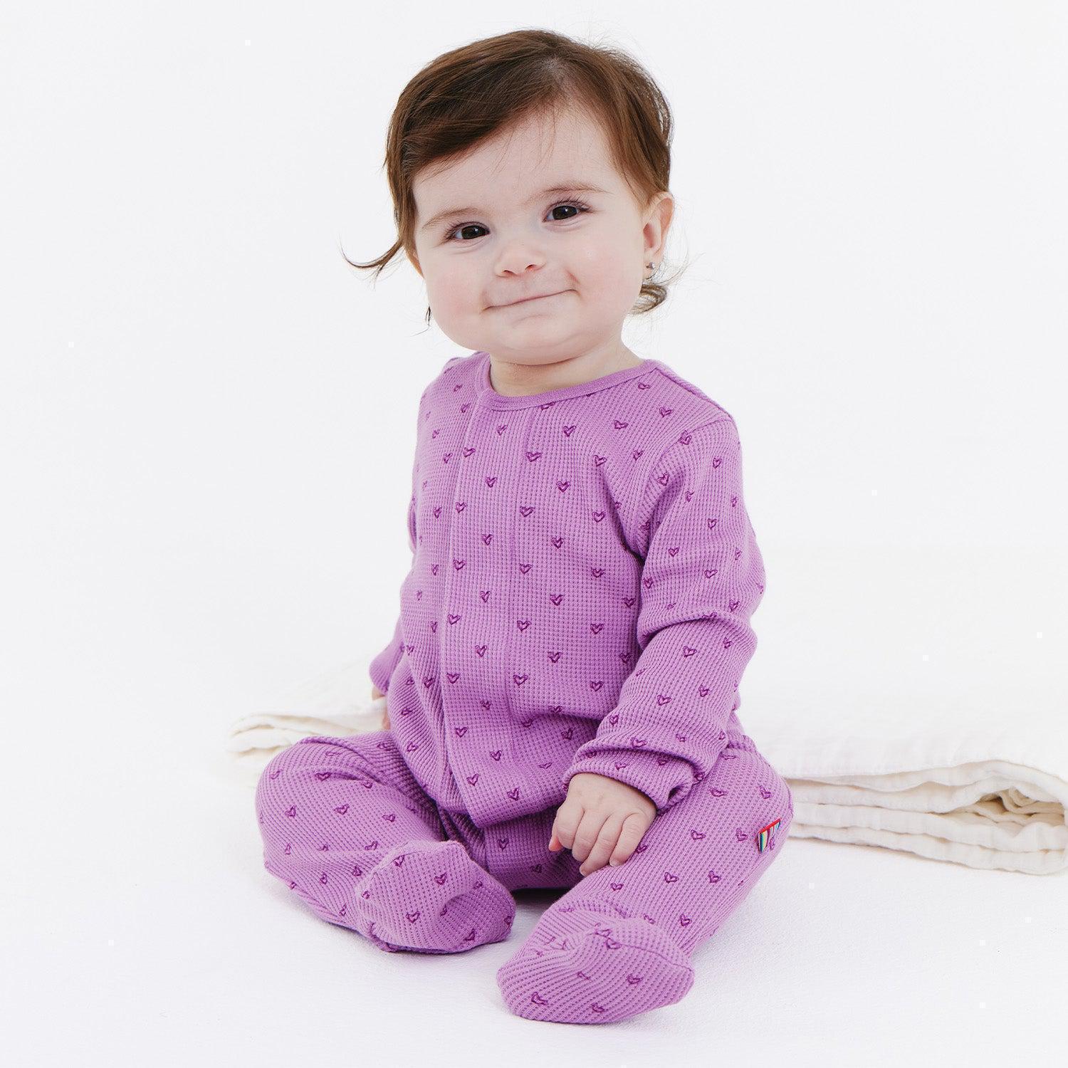 pink ribbon print waffle modal magnetic parent favorite footie - re-loved