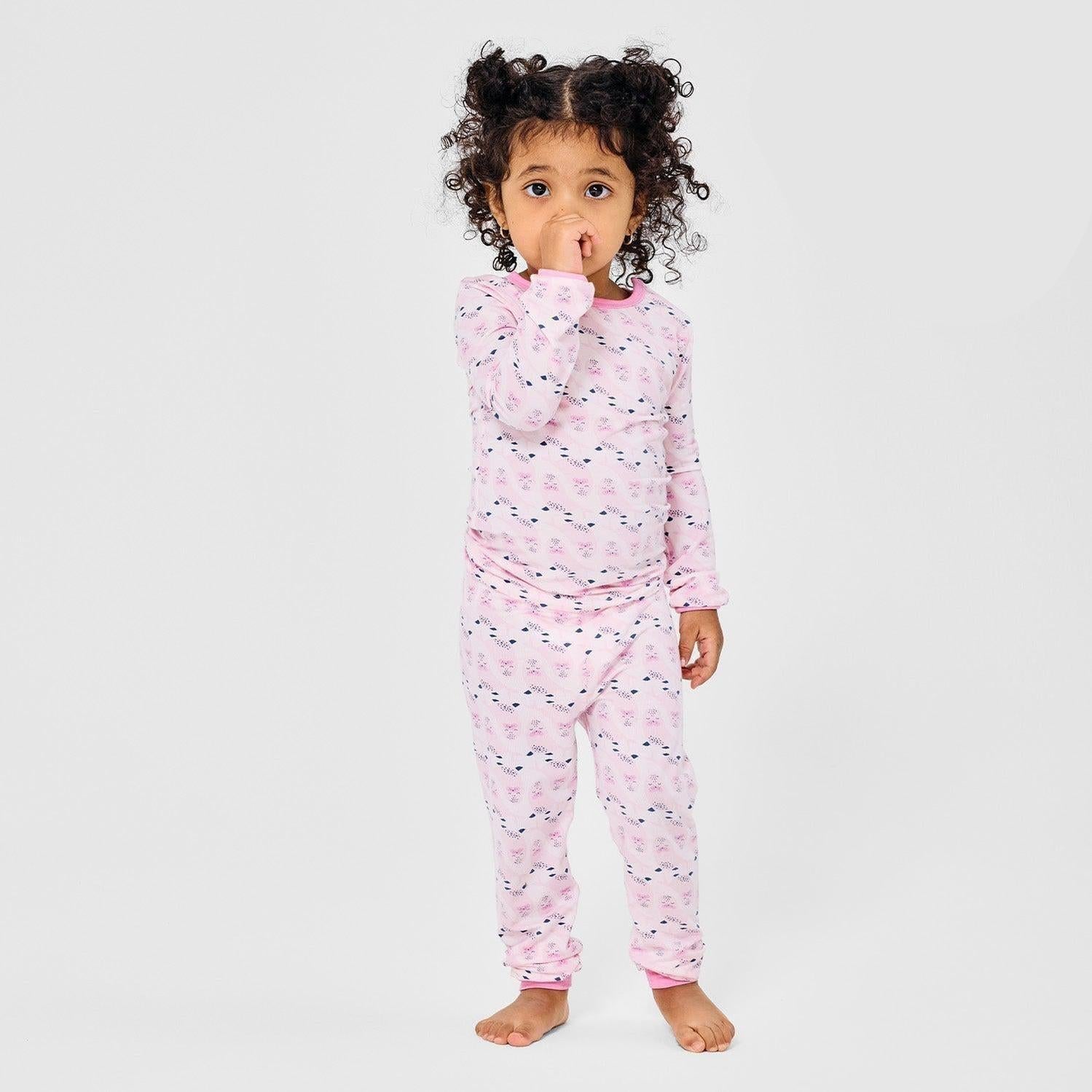 pink signed sealed delivered modal magnetic no drama pajama kids long sleeve set