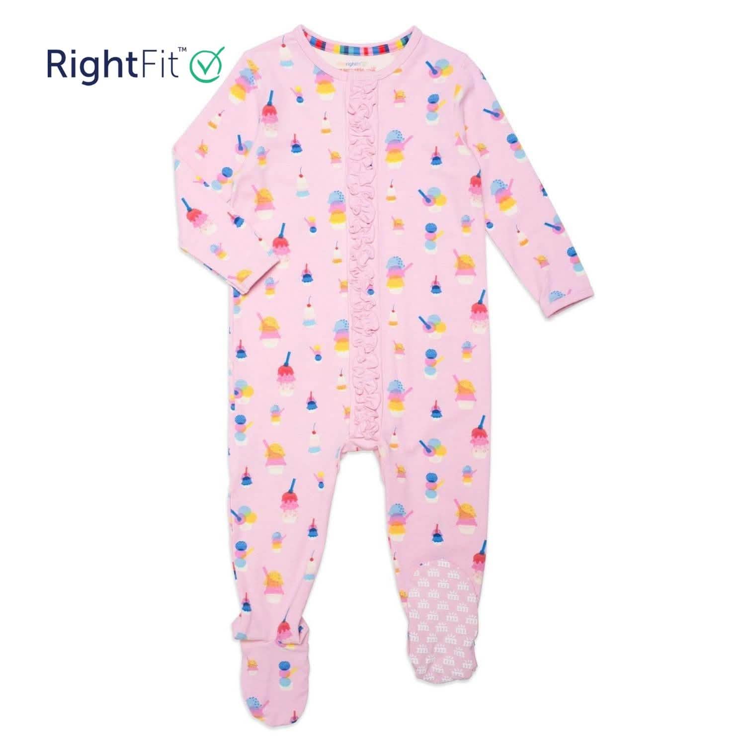 pink sundae funday RightFit™ magnetic parent favorite footie with ruffles - re-loved