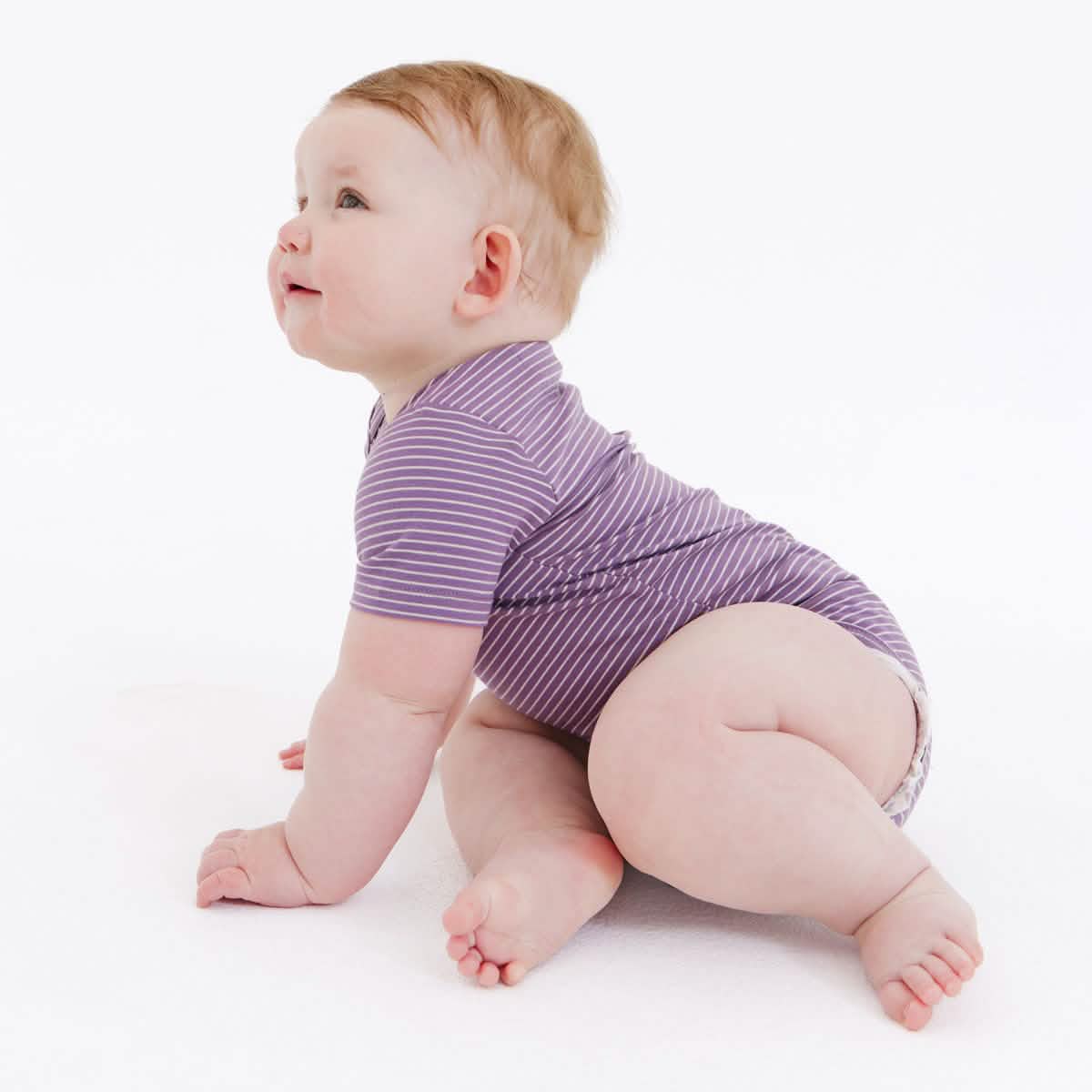 plum / rainy day stripe cloudstretch™ magnetic bodysuit