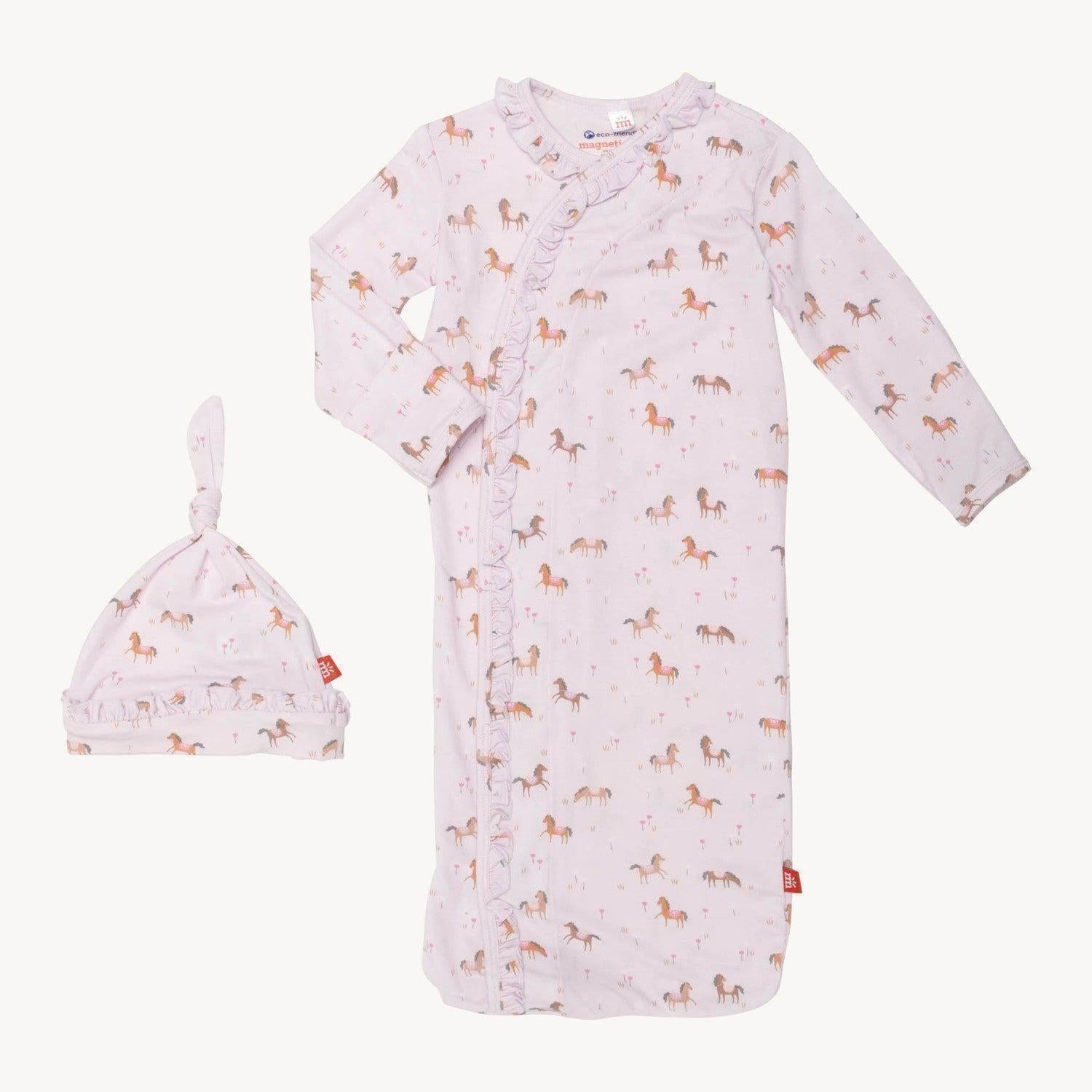 purple rein modal magnetic cozy sleeper gown + hat set