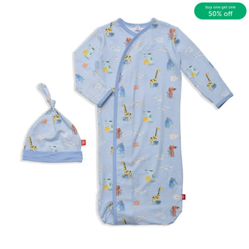 ready jet go modal magnetic cozy sleeper gown + hat set