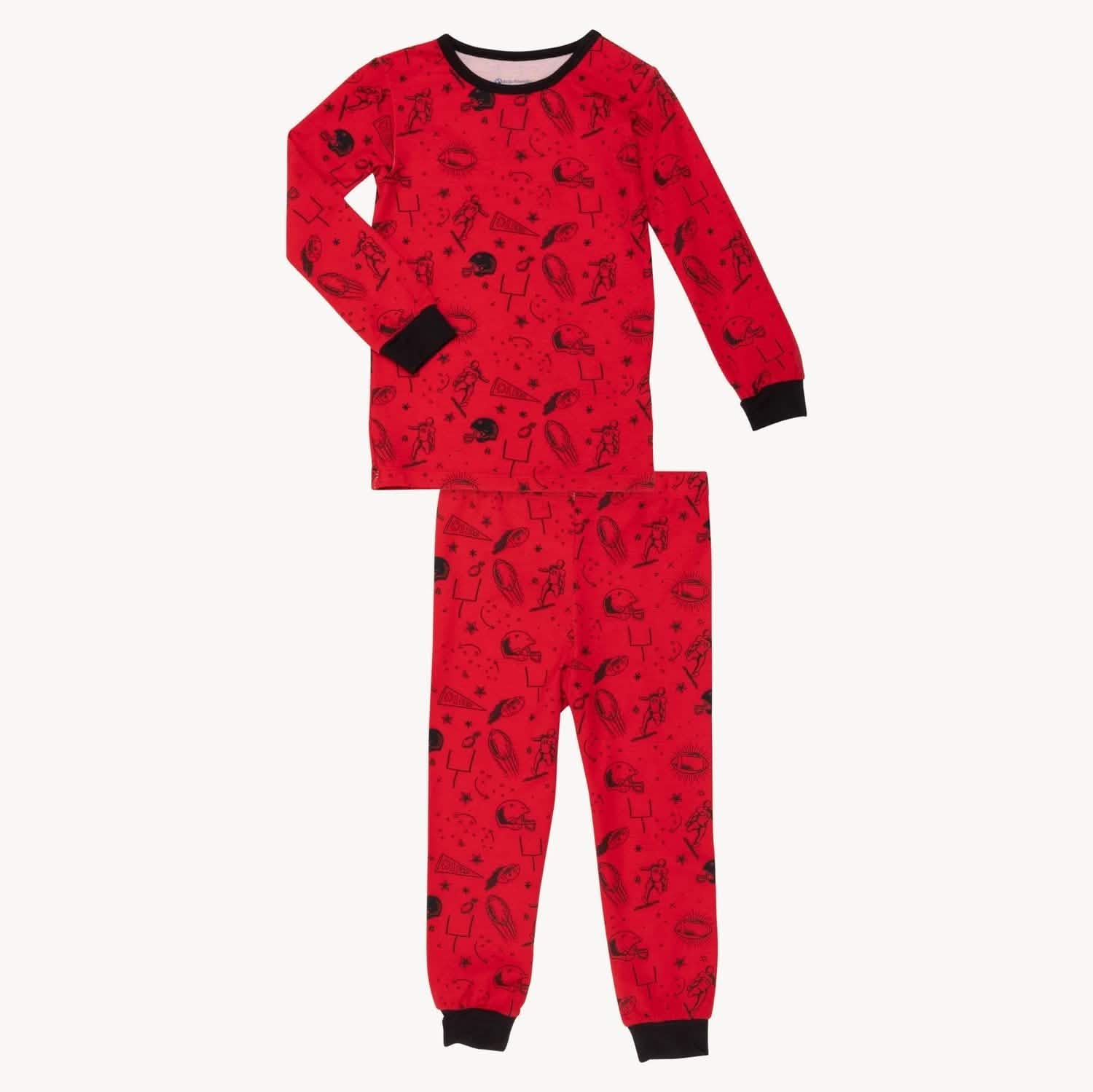 red game day modal magnetic no drama pajama kids long sleeve set