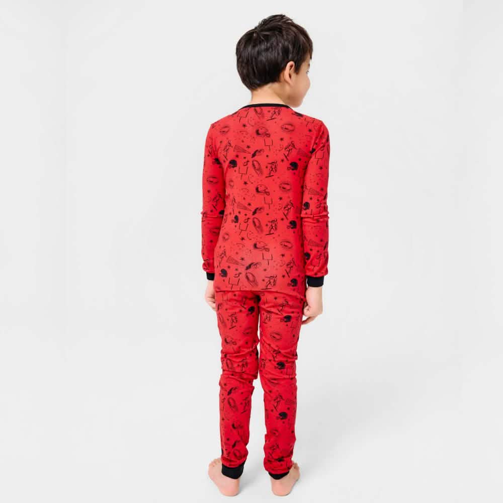 red game day modal magnetic no drama pajama kids long sleeve set