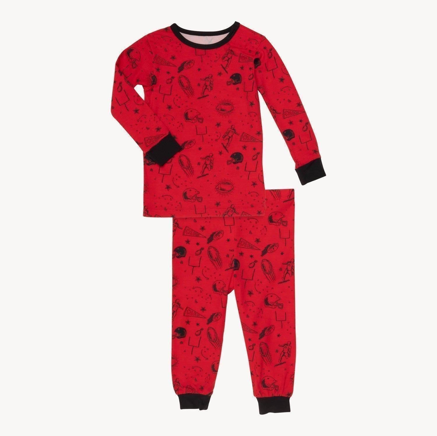 red game day modal magnetic no drama pajama toddler long sleeve set