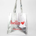 reusable silver tote bag