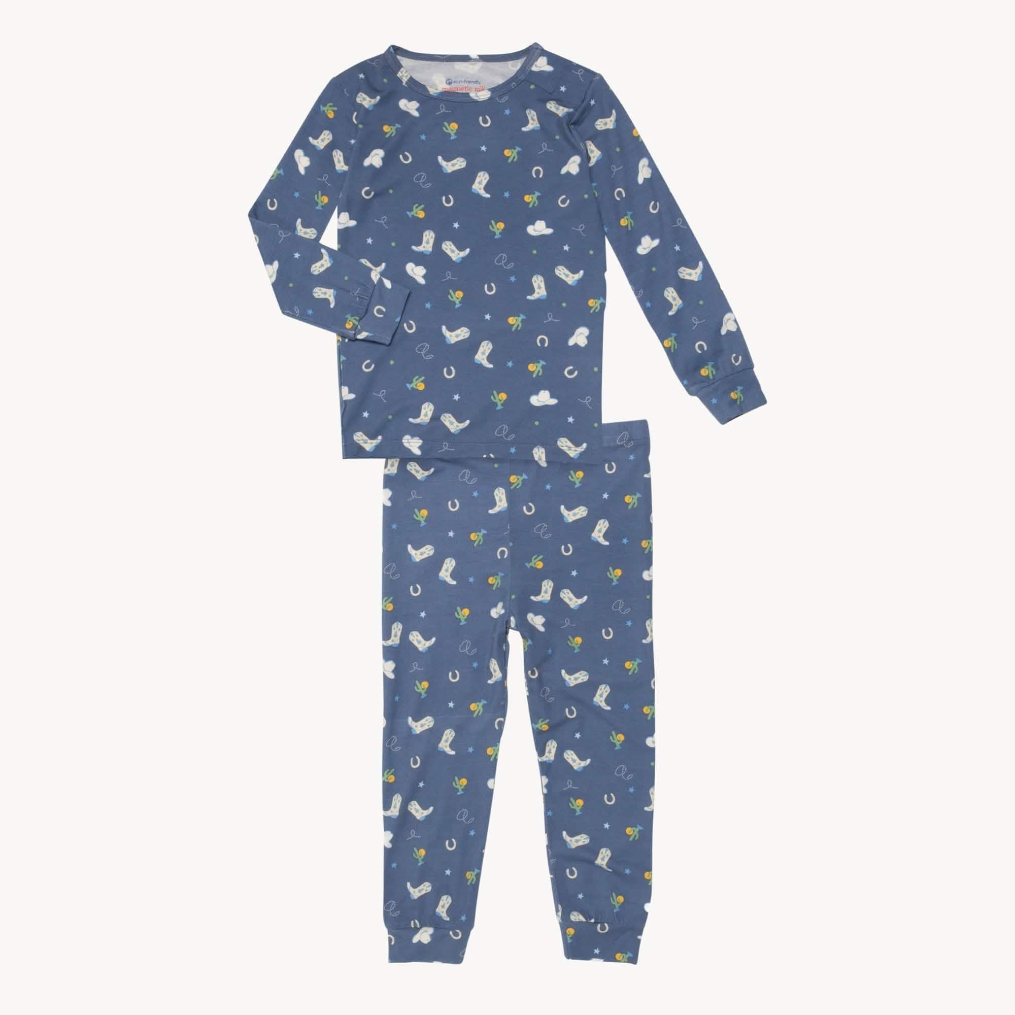 rodeo drive blue modal magnetic no drama pajama kids long sleeve set