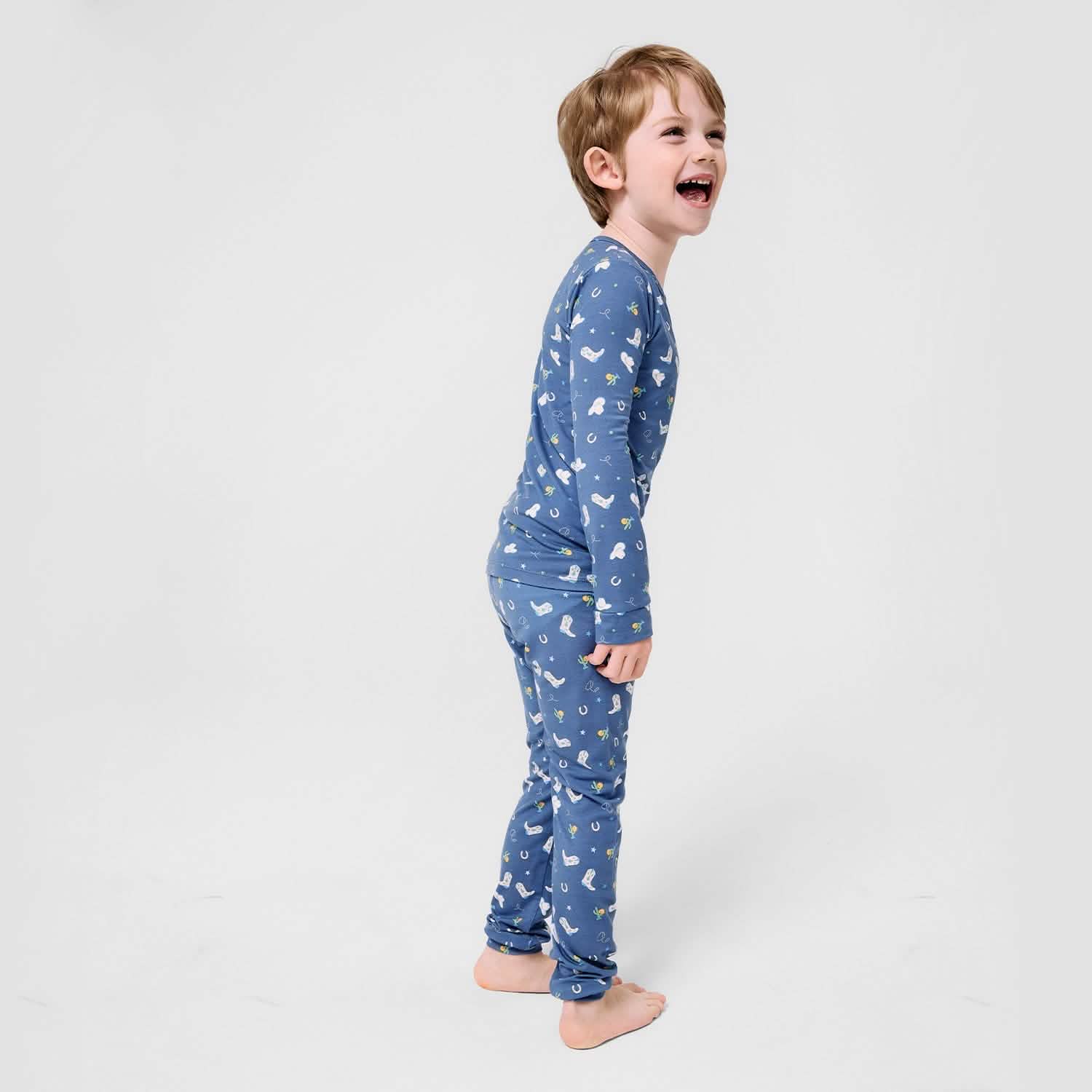 rodeo drive blue modal magnetic no drama pajama kids long sleeve set