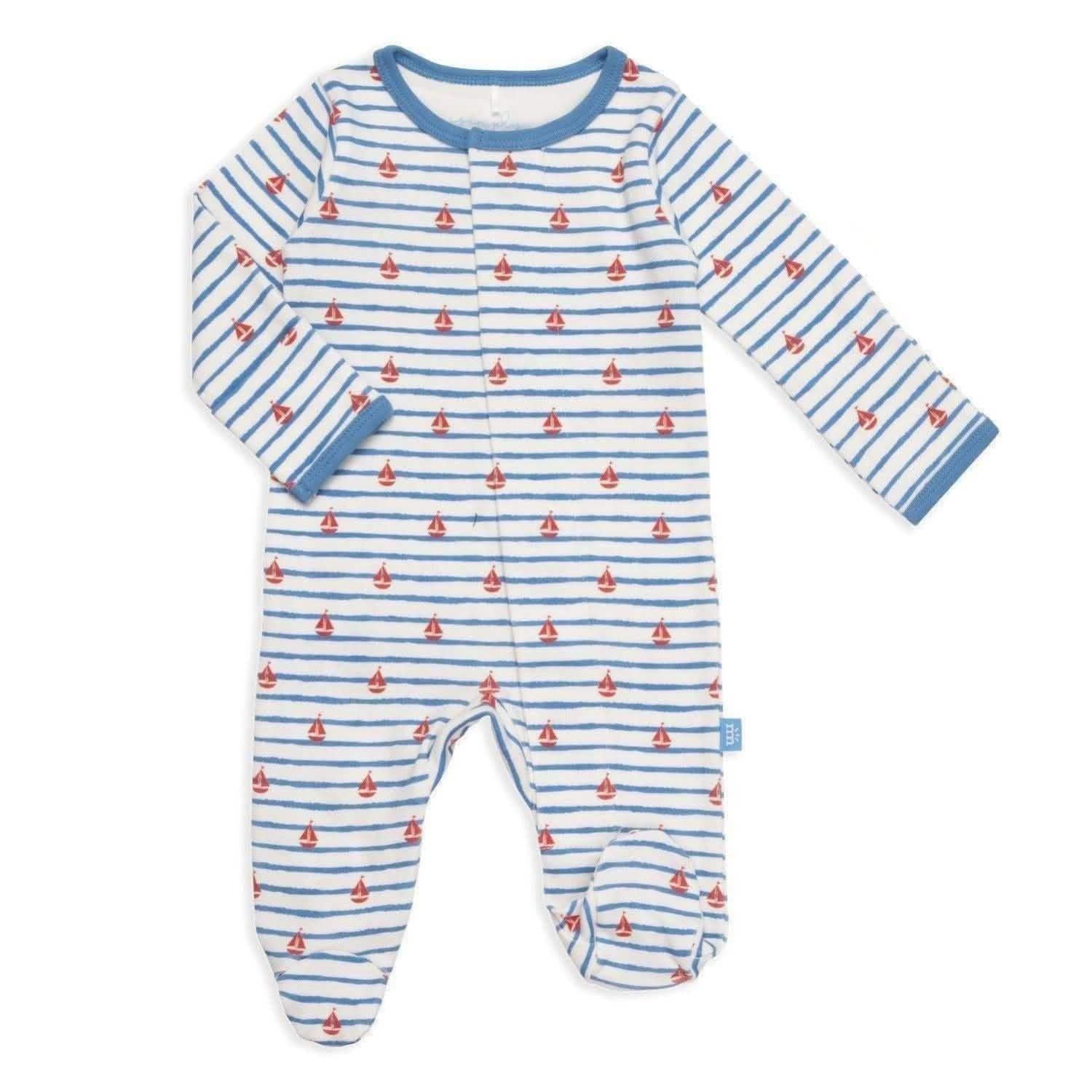 sailing vibe organic cotton magnetic footie - re-loved