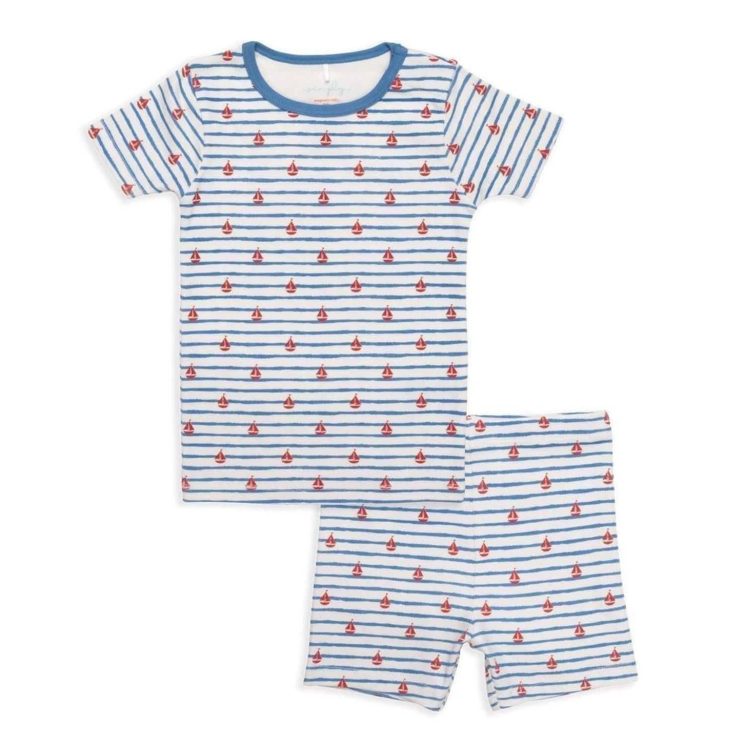 sailing vibe organic cotton magnetic kids pajama shortie set