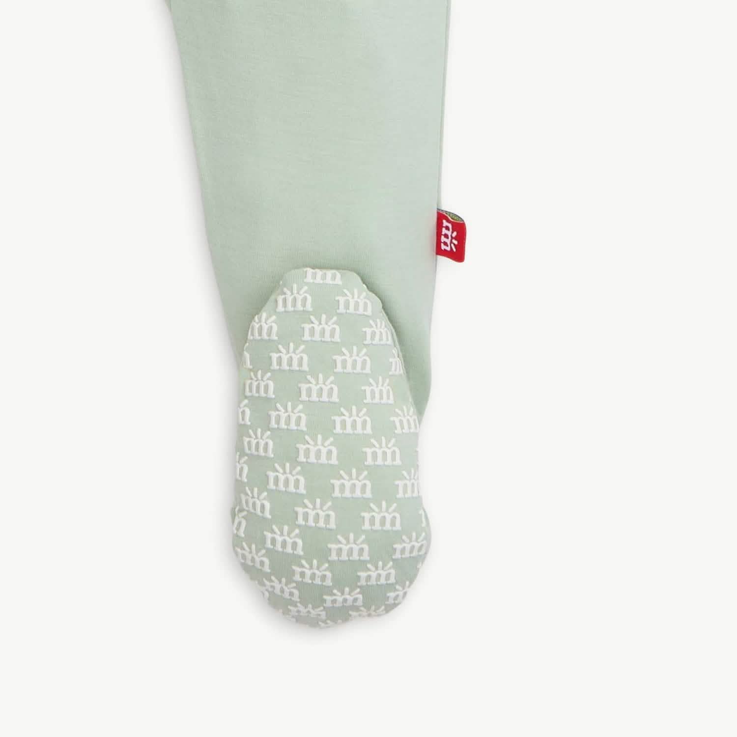 sea foam RightFit™ magnetic parent favorite footie with ruffles