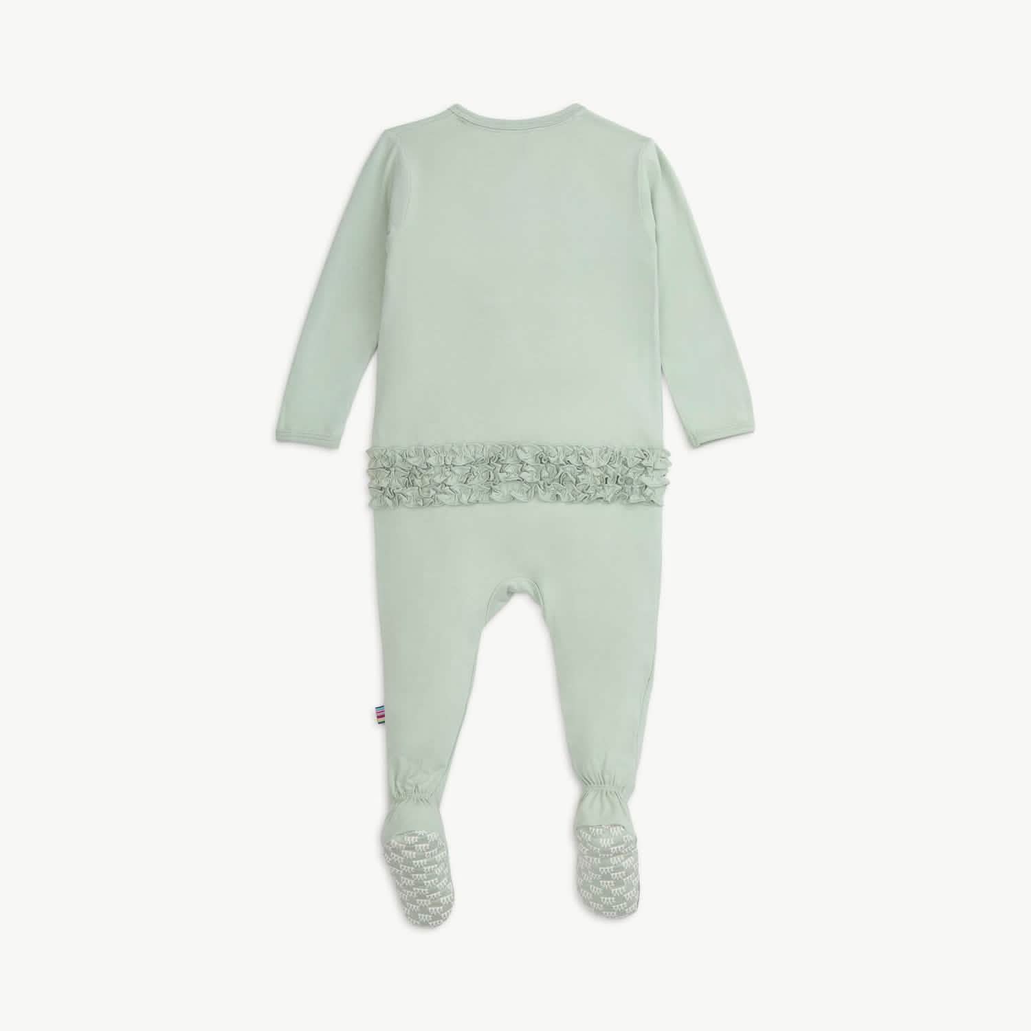 sea foam RightFit™ magnetic parent favorite footie with ruffles