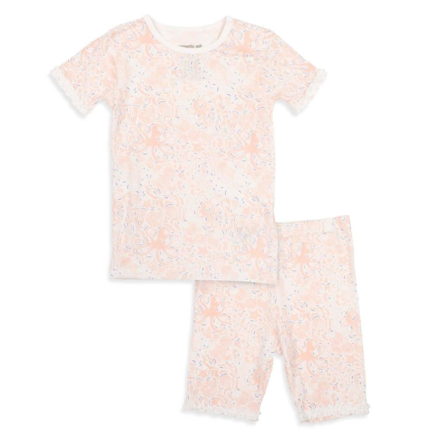 seas the day pink modal magnetic no drama pajama shortie set with ruffles