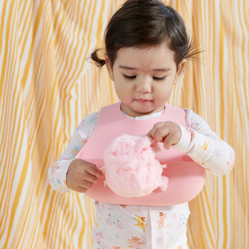 blush pink silicone magnetic feeding bib