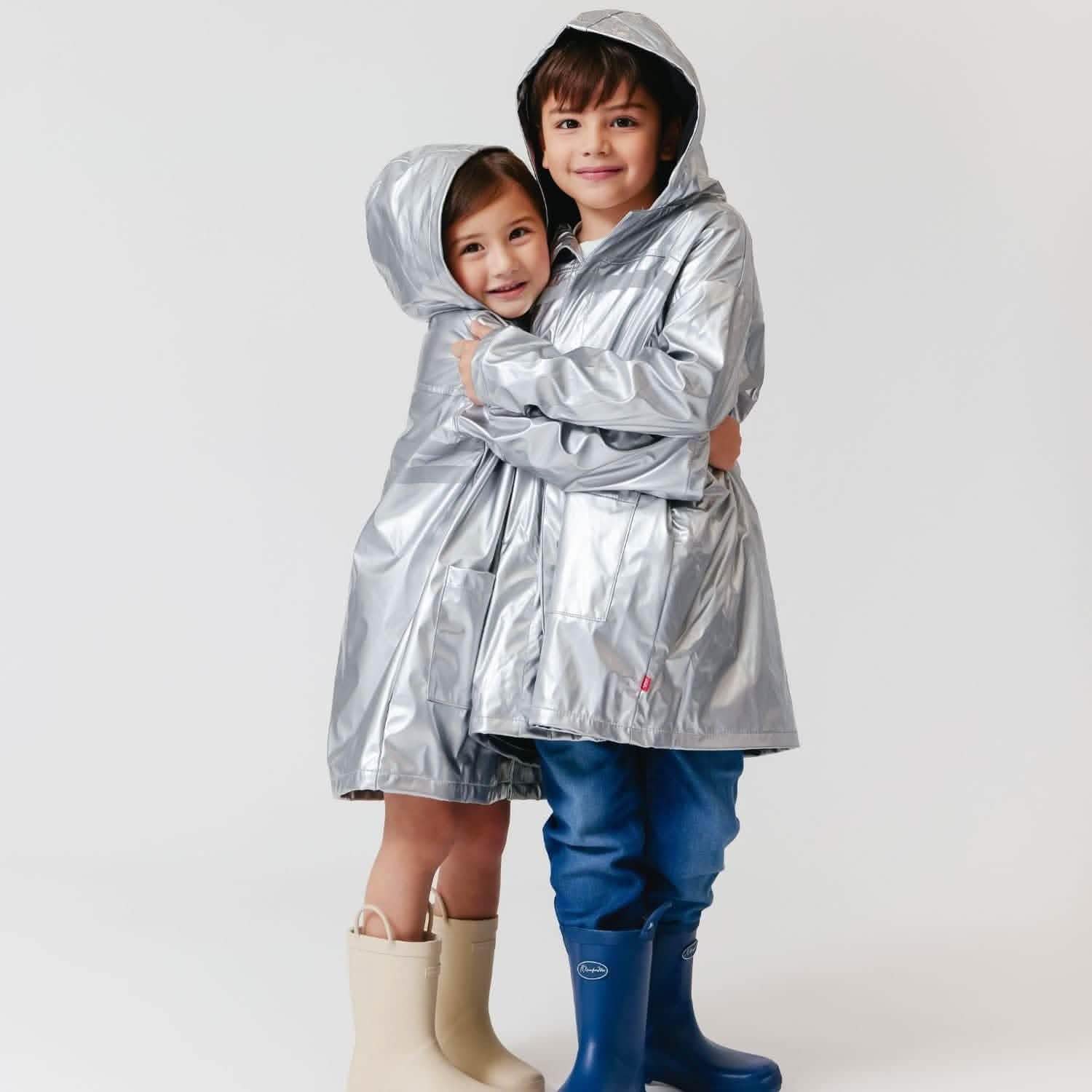 silver metallic magnetic singing in the raincoat