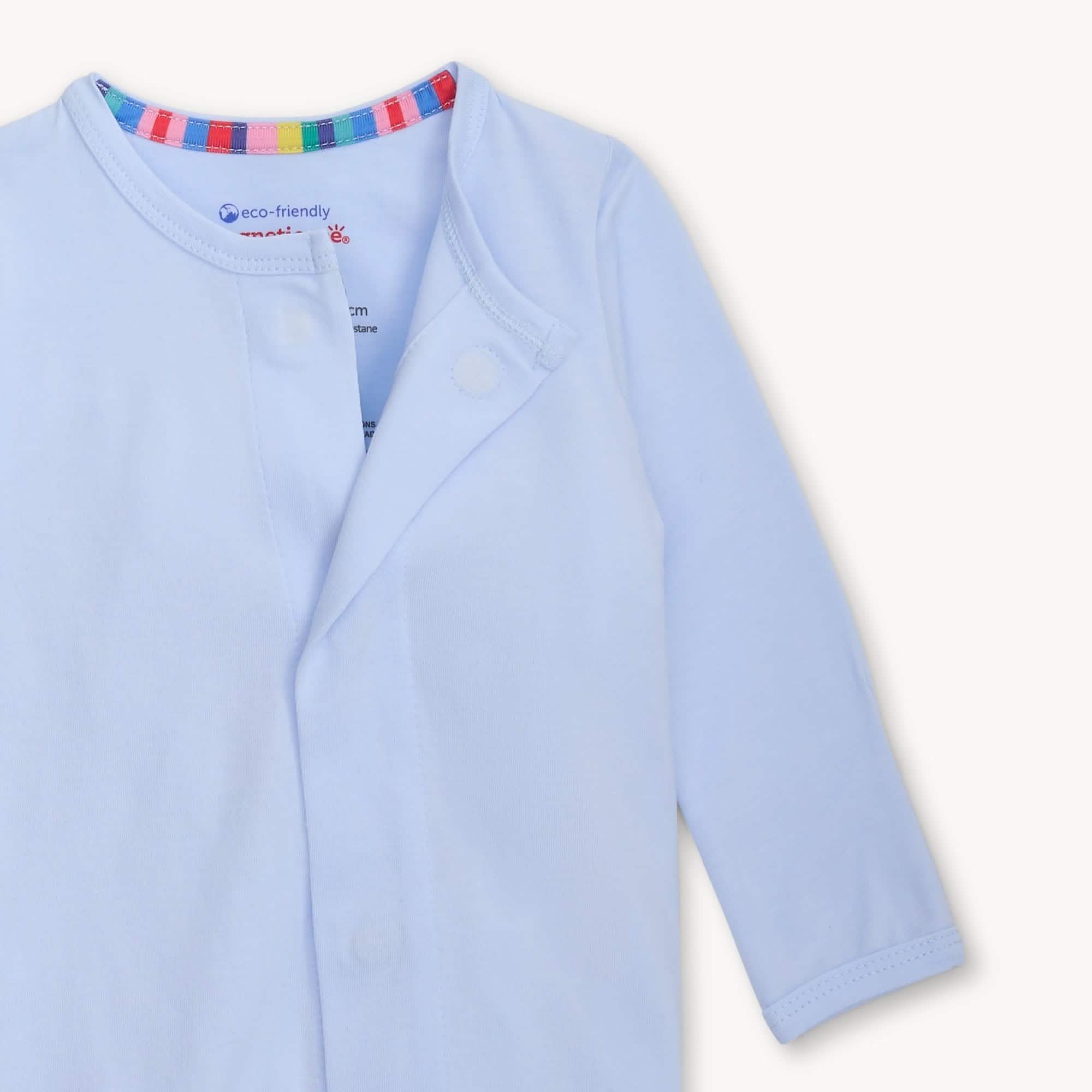 soft baby blue CloudStretch™ magnetic coverall