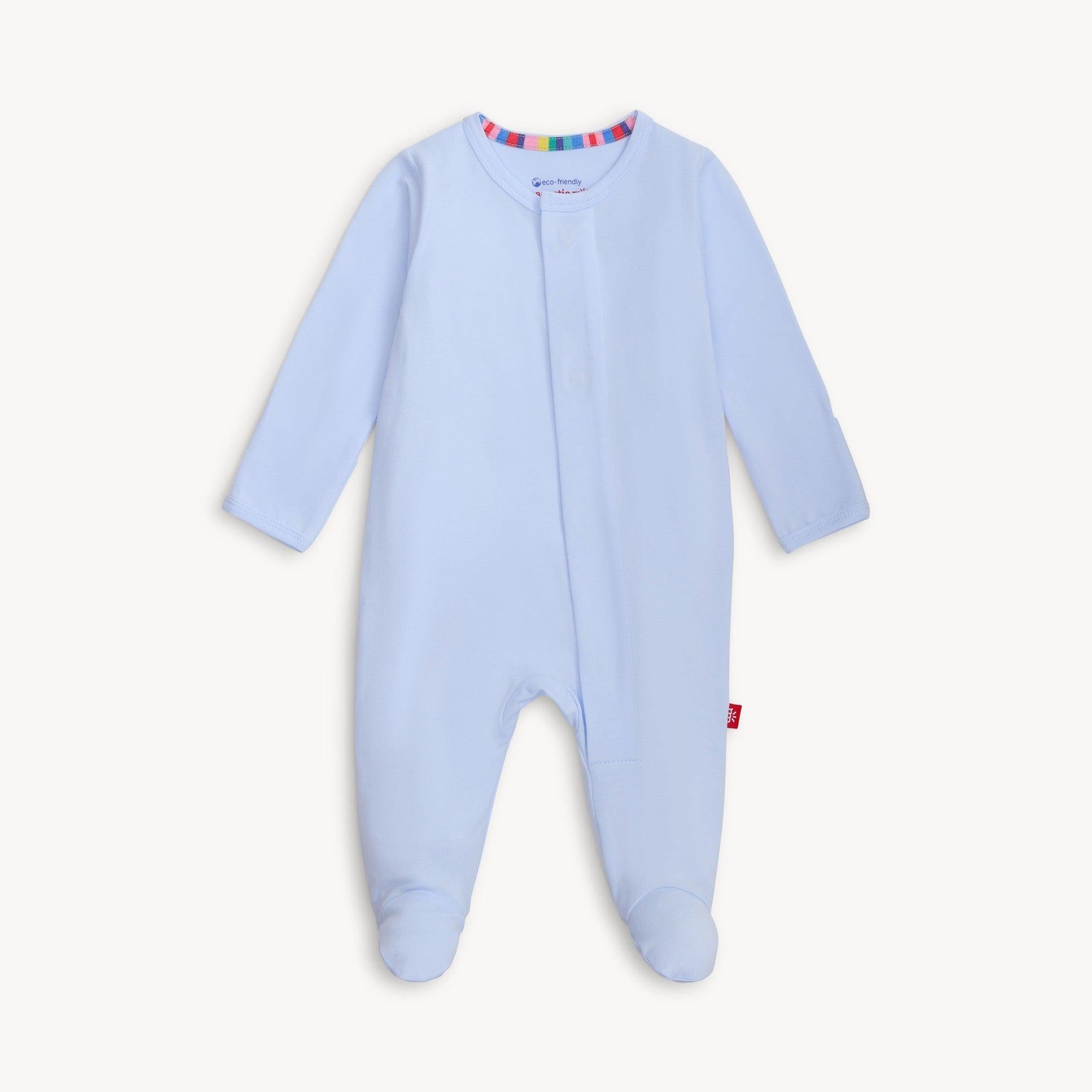 soft baby blue CloudStretch™ magnetic footie - re-loved