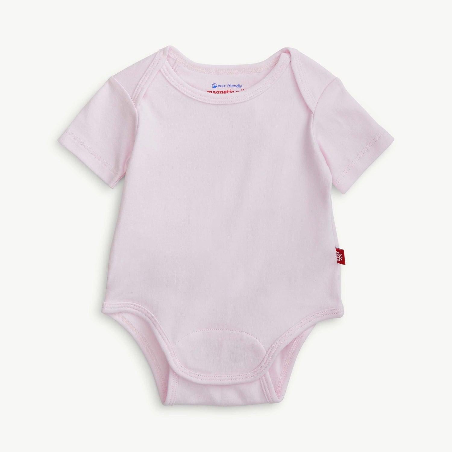 soft petal pink organic cotton magnetic bodysuit