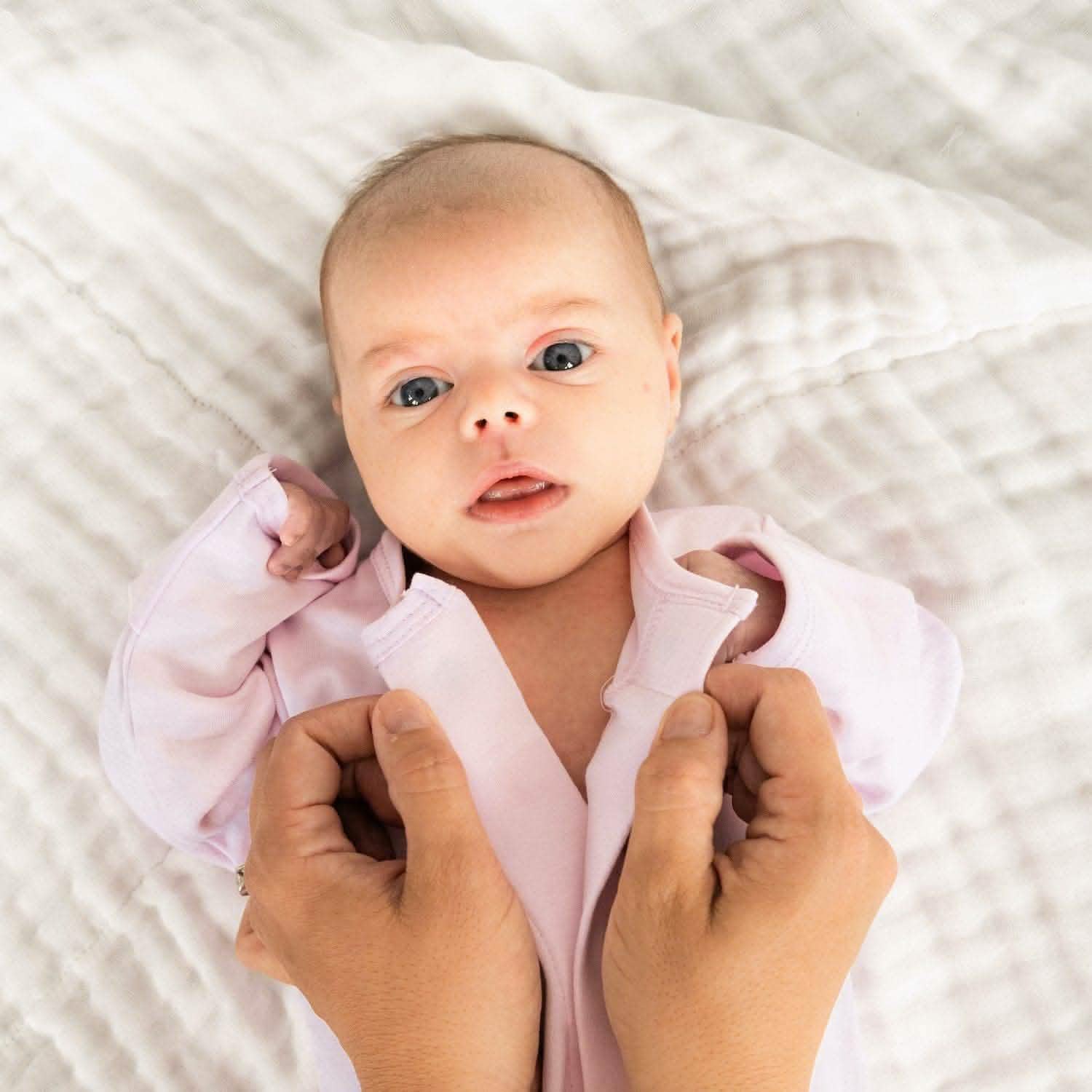 soft petal pink organic cotton magnetic footie