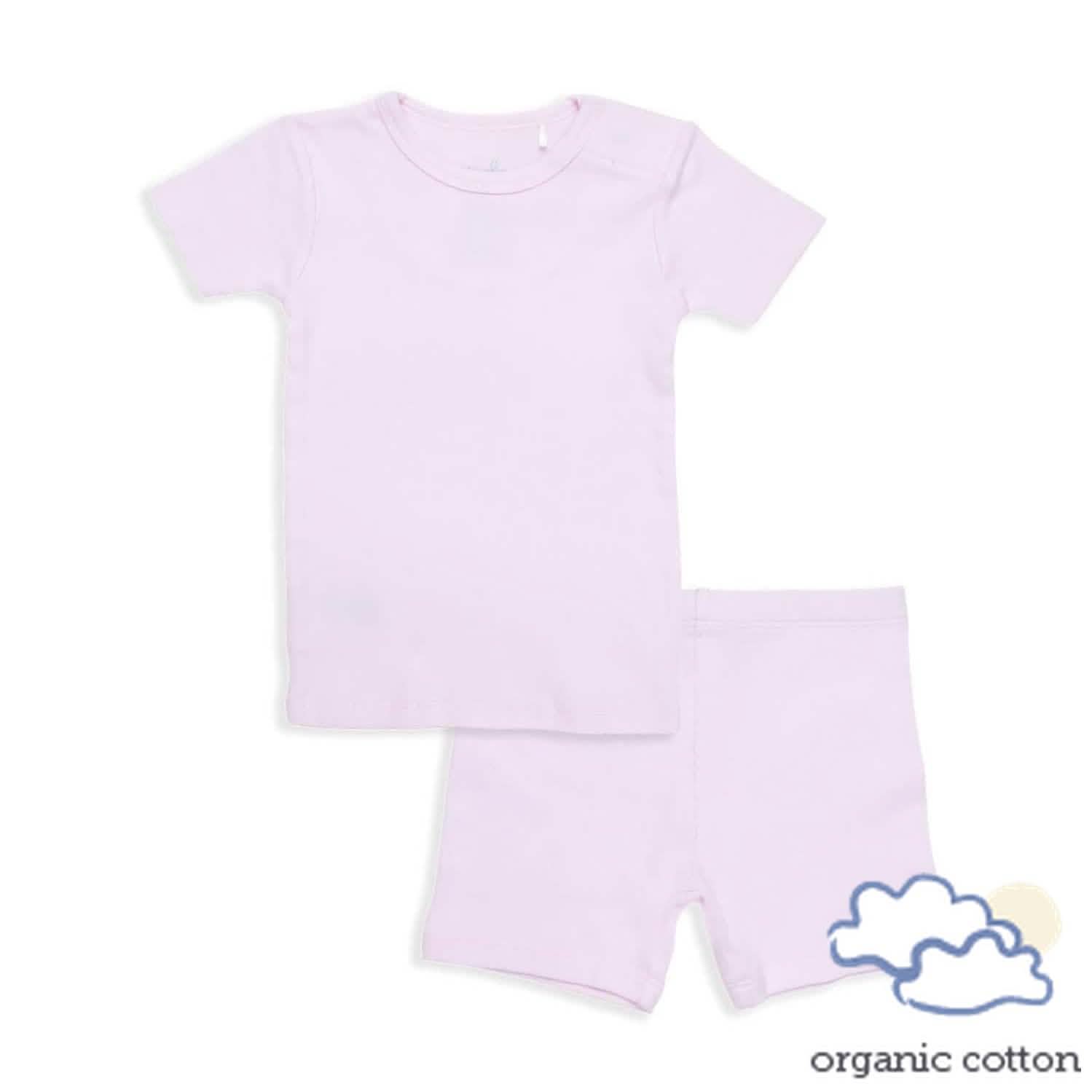 soft petal pink organic cotton magnetic kids pajama shortie set