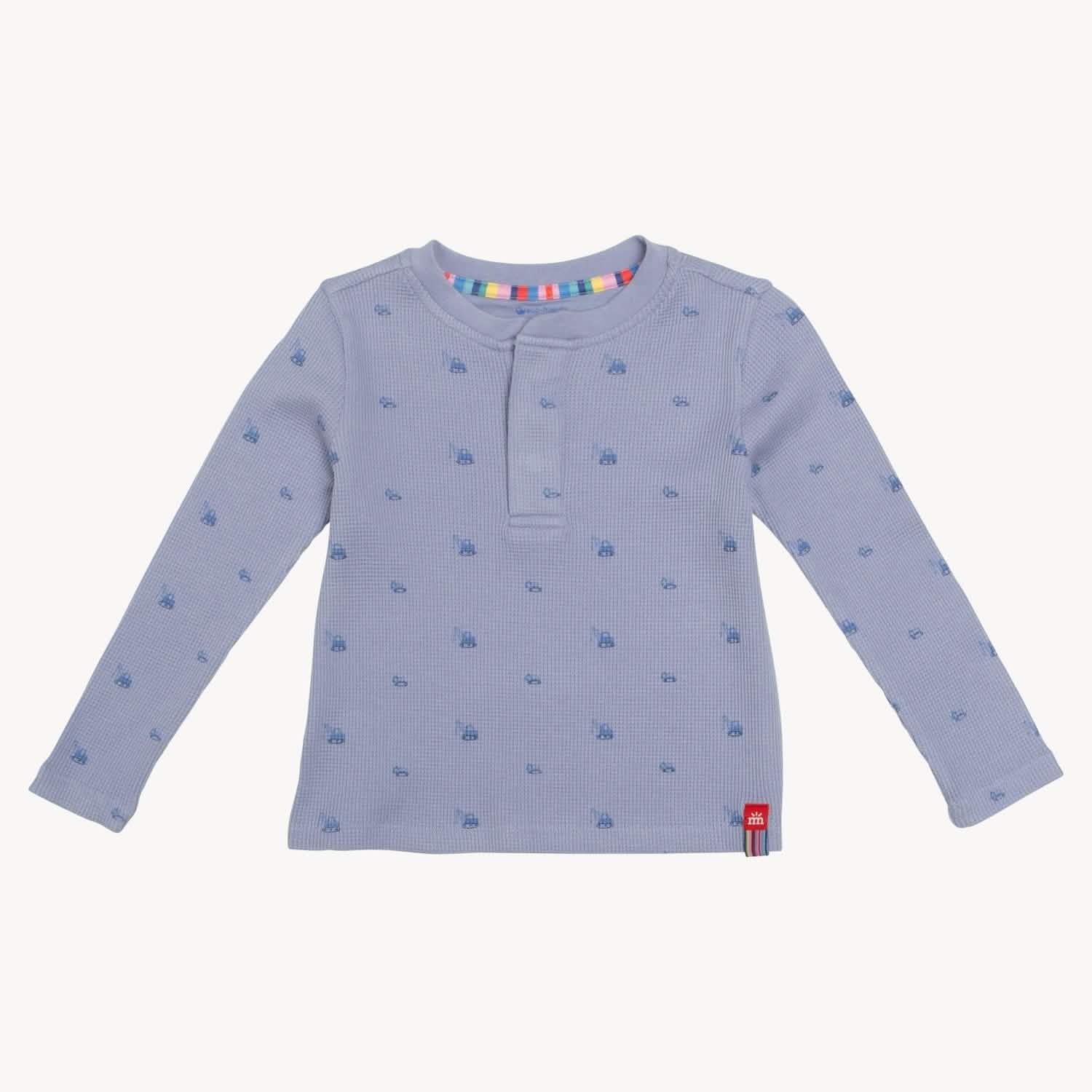 soft slate print waffle modal magnetic henley top