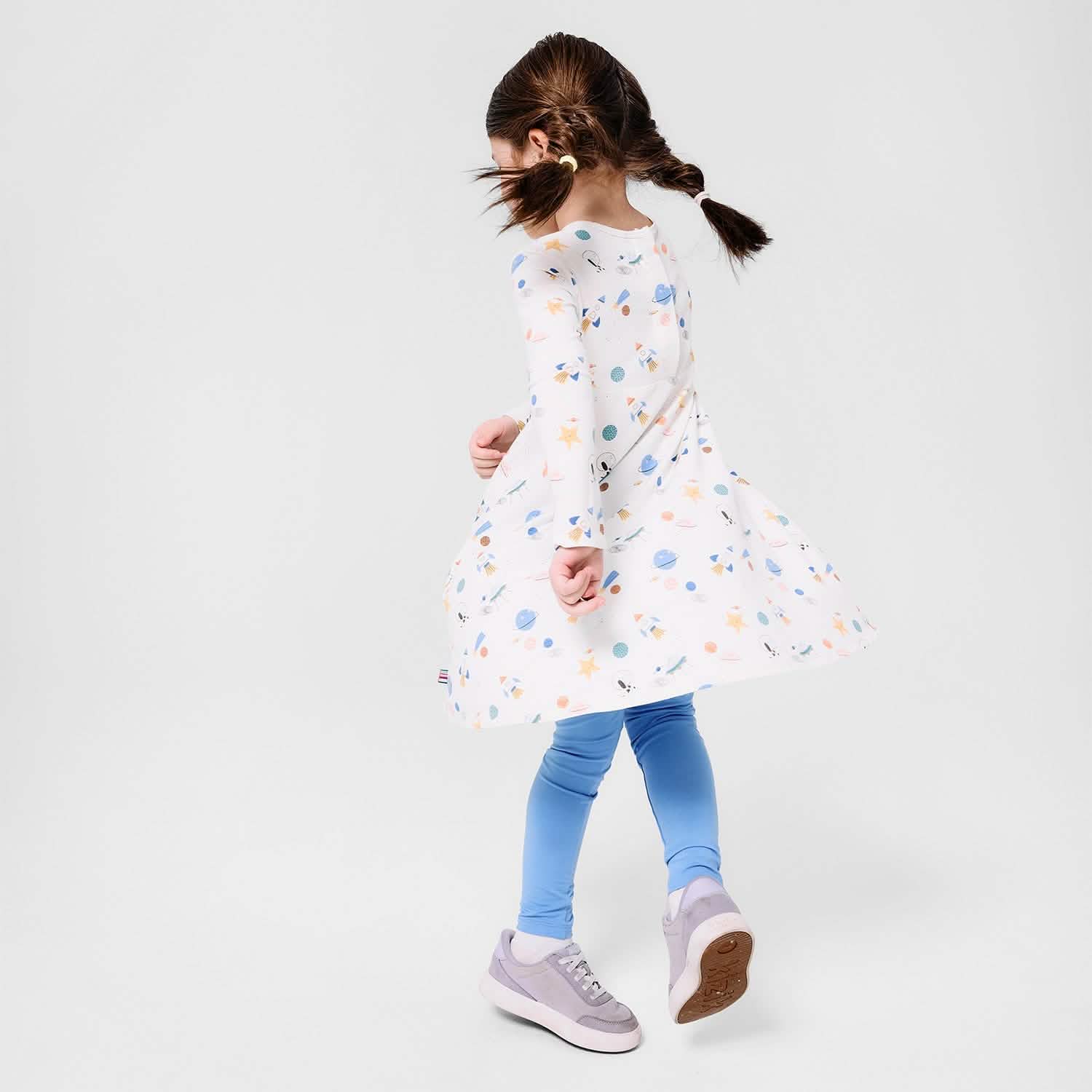stellar tails modal magnetic easy peasy dress + legging set