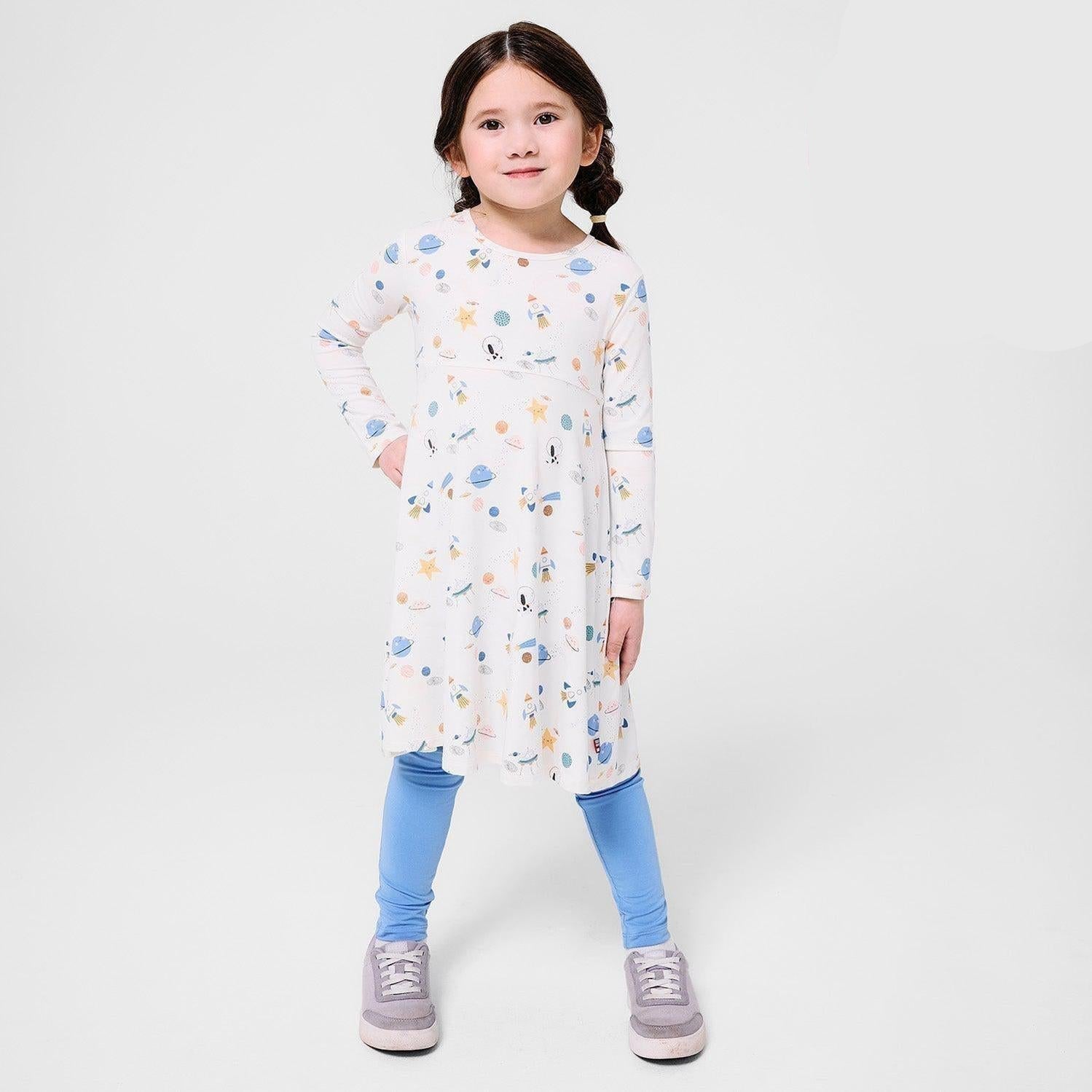 stellar tails modal magnetic easy peasy dress + legging set