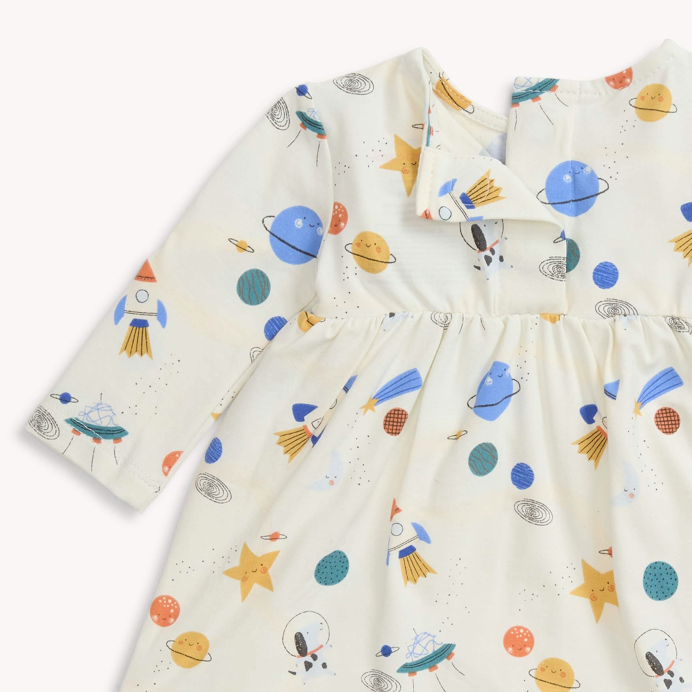 stellar tails modal magnetic little baby dress + legging set