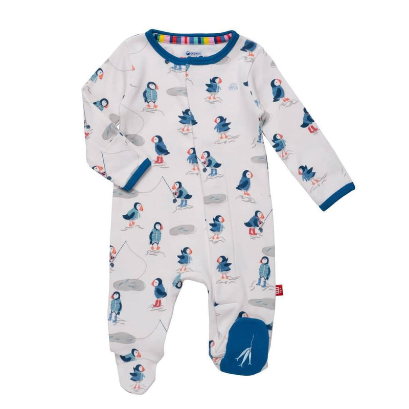 stud puffin organic cotton magnetic parent favorite footie - re-loved